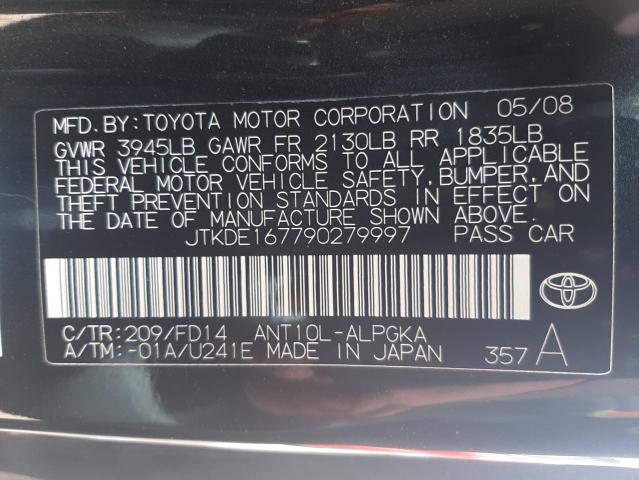 JTKDE167790279997 - 2009 TOYOTA SCION TC 黑色 照片 10