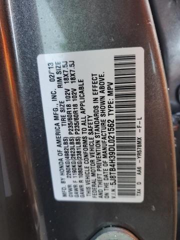 5J8TB4H39DL021562 - 2013 ACURA RDX GRAY photo 10