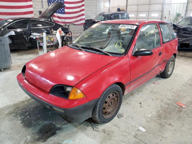 2C1MR246XR6803546 - 1994 CHEVROLET GEO METRO RED photo 2