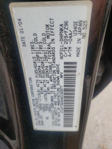 JTLKT324X40156977 - 2004 TOYOTA SCION XB შავი ფოტო 10