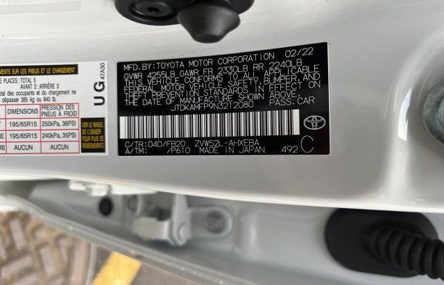 JTDKAMFP9N3212080 - 2022 TOYOTA PRIUS PRIM 白色 照片 10