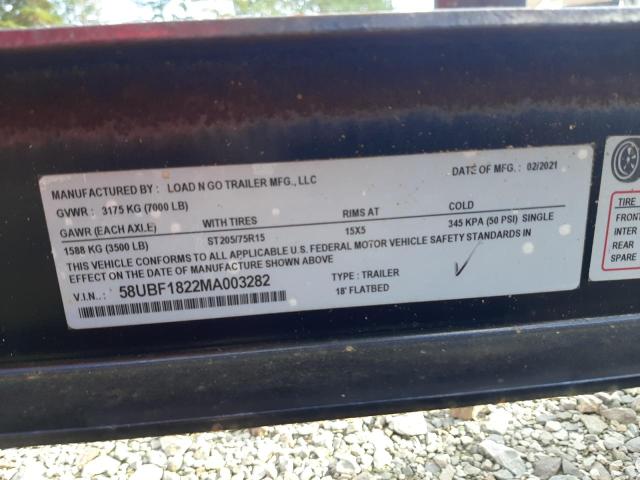 58UBF1822MA003282 - 2021 CARGO TRAILER BLACK photo 10