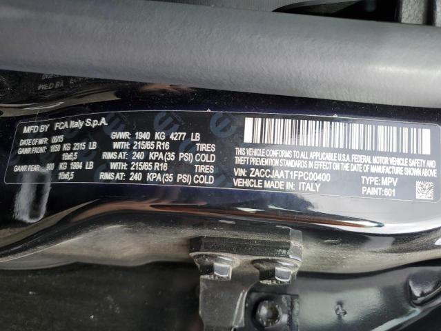 ZACCJAAT1FPC00400 - 2015 JEEP RENEGADE S BLACK photo 10