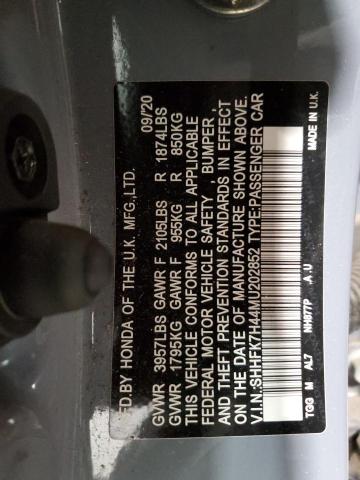 SHHFK7H44MU202852 - 2021 HONDA CIVIC SPOR 灰色 照片 10