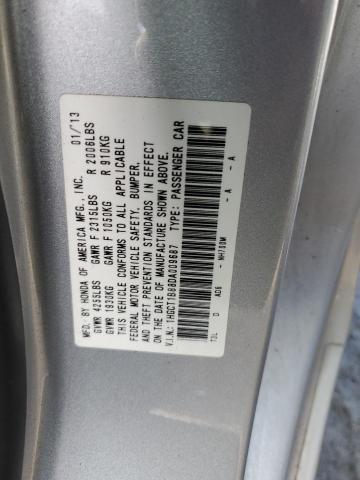 1HGCT1B88DA009687 - 2013 HONDA ACCORD EXL SILVER photo 10