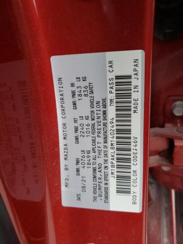 JM1BPAKL8M1402494 - 2021 MAZDA 3 SELECT RED photo 10