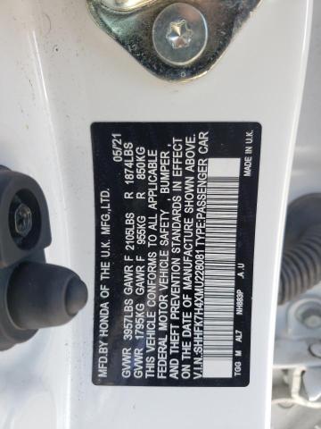 SHHFK7H4XMU****** - 2021 HONDA CIVIC SPOR أبيض صورة 10