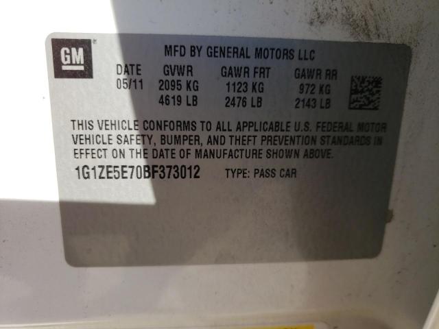 1G1ZE5E70BF373012 - 2011 CHEVROLET MALIBU LTZ თეთრი ფოტო 10