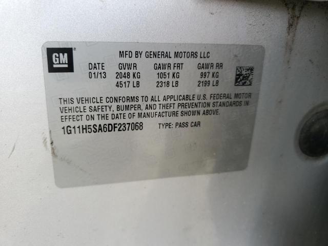 1G11H5SA6DF237068 - 2013 CHEVROLET MALIBU LTZ ვერცხლისფერი ფოტო 10