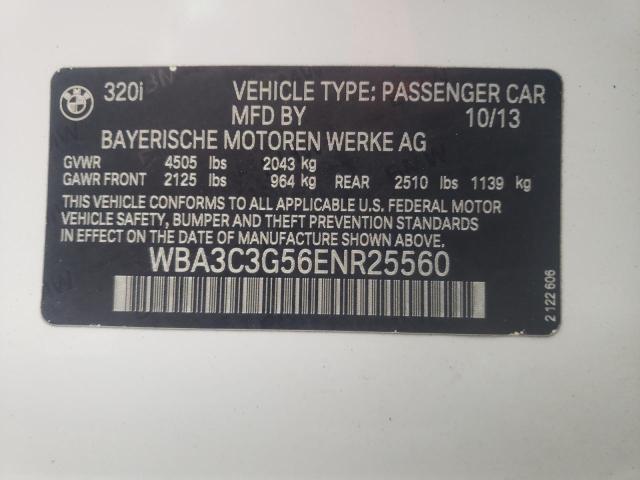 WBA3C3G56ENR25560 - 2014 BMW 320 I XDRI WHITE photo 10