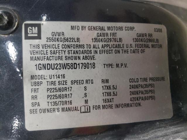 1GNDU23W58D179018 - 2008 CHEVROLET UPLANDER L BLUE photo 10