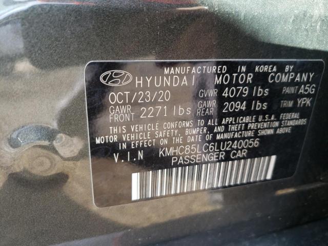 KMHC85LC6LU240056 - 2020 HYUNDAI IONIQ SEL CHARCOAL photo 10