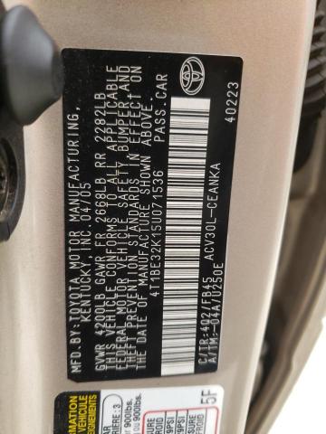 4T1BE32K15U071536 - 2005 TOYOTA CAMRY LE TAN photo 10