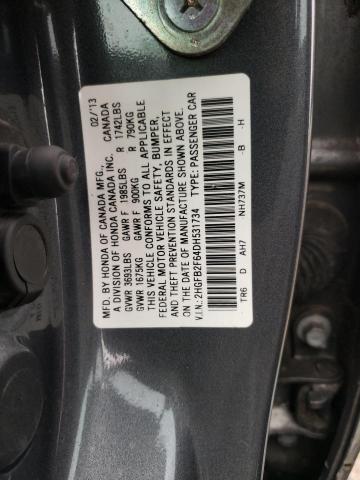 2HGFB2F64DH531734 - 2013 HONDA CIVIC HF GRAY photo 10