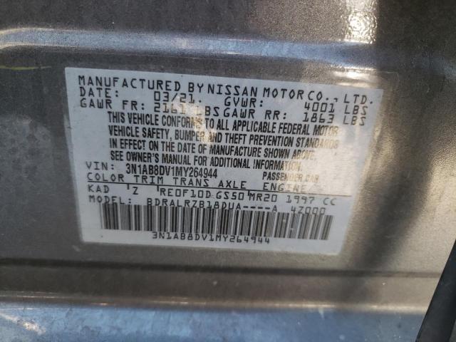 3N1AB8DV1MY264944 - 2021 NISSAN SENTRA SR GRAY photo 10