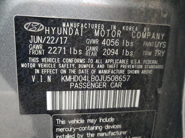 KMHD04LB0JU508657 - 2018 HYUNDAI ELANTRA SP GRAY photo 13