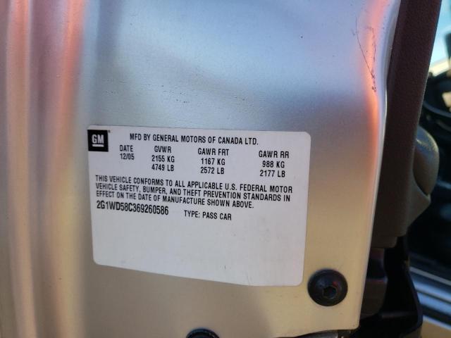 2G1WD58C369260586 - 2006 CHEVROLET IMPALA SUP 银色 照片 10