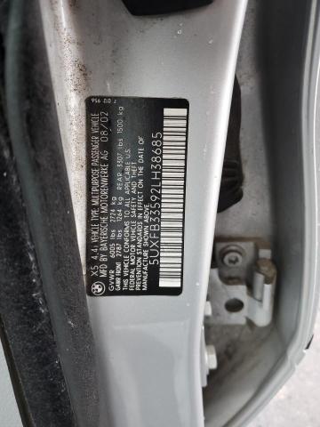 5UXFB33592LH38685 - 2002 BMW X5 4.4I SILVER photo 10