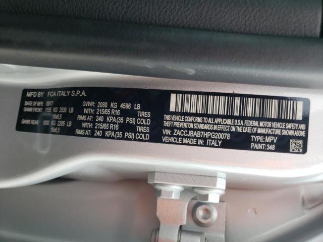 ZACCJBAB7HPG20078 - 2017 JEEP RENEGADE S Gümüş foto 10