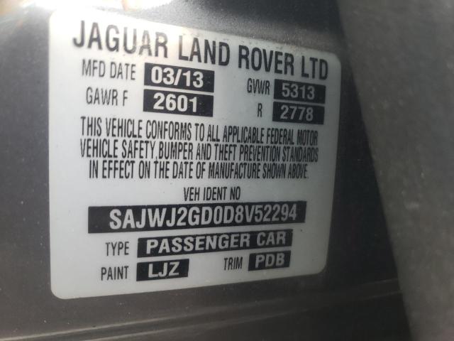 SAJWJ2GD0D8V52294 - 2013 JAGUAR XJL PORTFO GRAY photo 10