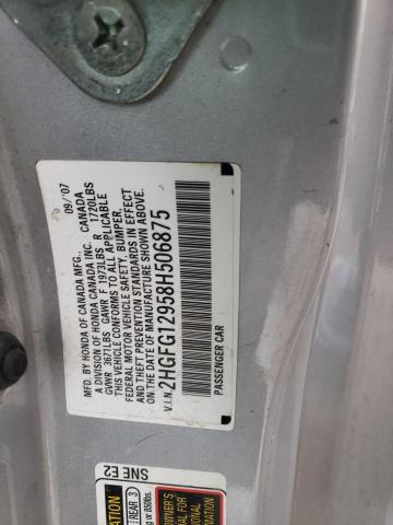 2HGFG12958H506875 - 2008 HONDA CIVIC EXL Gümüş foto 12