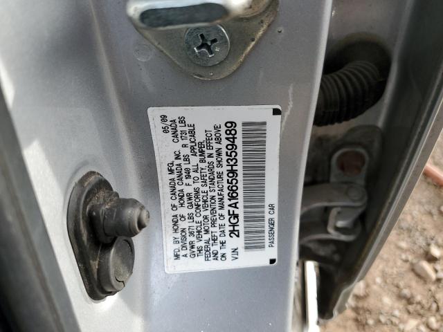 2HGFA16659H359489 - 2009 HONDA CIVIC LX-S Күміс фото 10