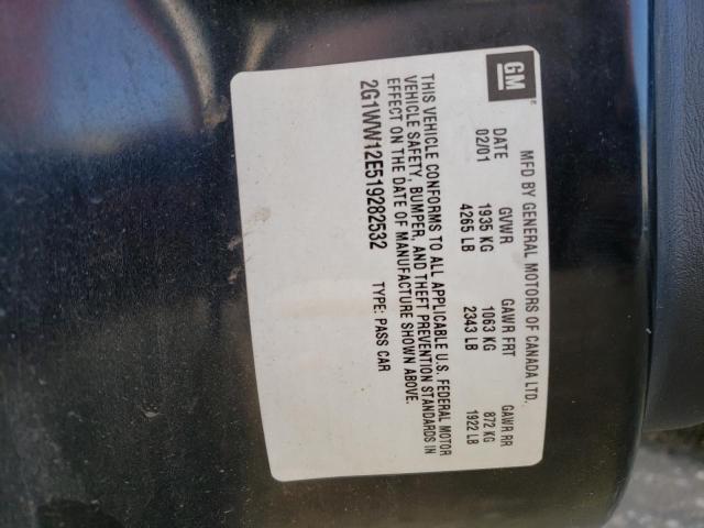 2G1WW12E519282532 - 2001 CHEVROLET MONTE CARL 黑色 照片 10