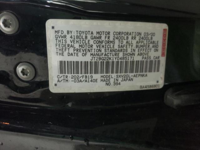 JT2BG22K1Y0485171 - 2000 TOYOTA CAMRY CE BLACK photo 10