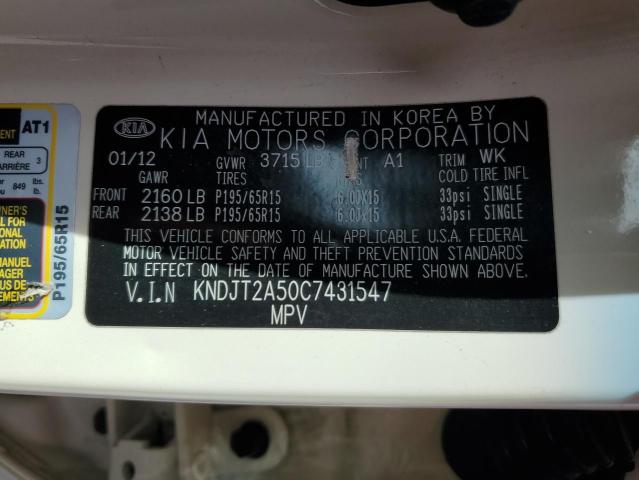 KNDJT2A50C7431547 - 2012 KIA SOUL CREAM photo 10