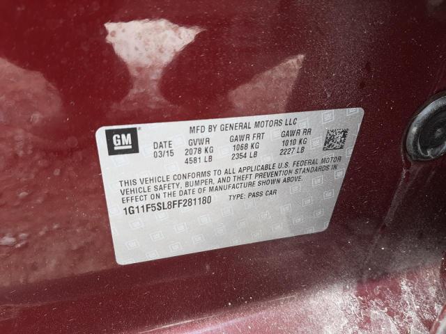 1G11F5SL8FF281180 - 2015 CHEVROLET MALIBU LTZ მუქწითელი ფოტო 10