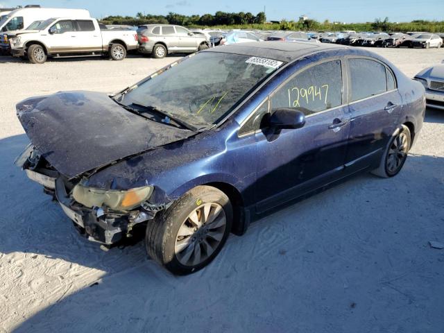 1HGFA16919L012142 - 2009 HONDA CIVIC EXL Mavi foto 2