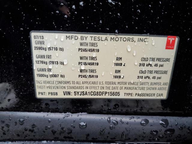 5YJSA1CG8DFP15605 - 2013 TESLA MODEL S Սև լուսանկար 10