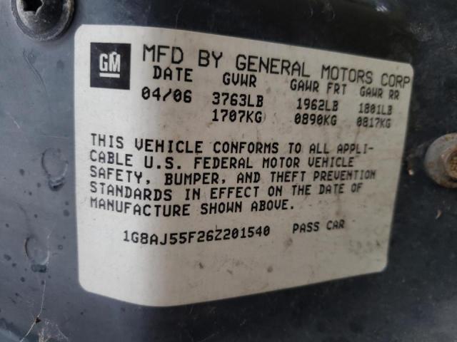 1G8AJ55F26Z201540 - 2006 SATURN ION LEVEL BLACK photo 10