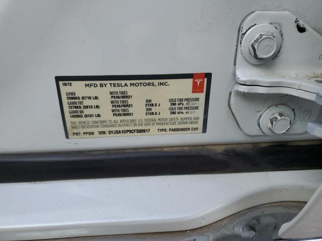 5YJSA1DP9CFS00917 - 2012 TESLA MODEL S Ağ foto 10
