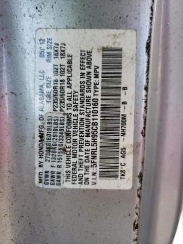 5FNRL5H95CB110160 - 2012 HONDA ODYSSEY TO SILVER photo 13