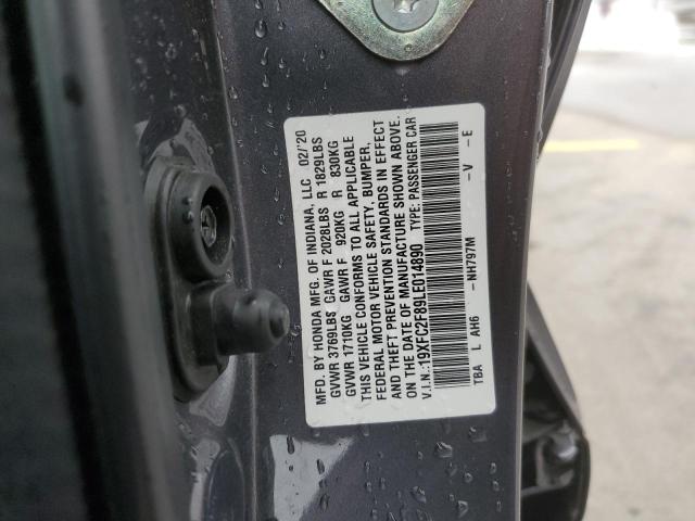 19XFC2F89LE014890 - 2020 HONDA CIVIC SPOR GRAY photo 10