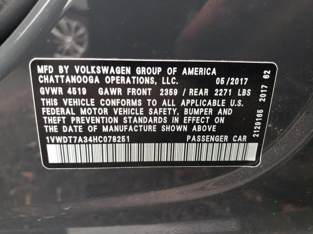 1VWDT7A34HC078251 - 2017 VOLKSWAGEN PASSAT R-L GRAY photo 10