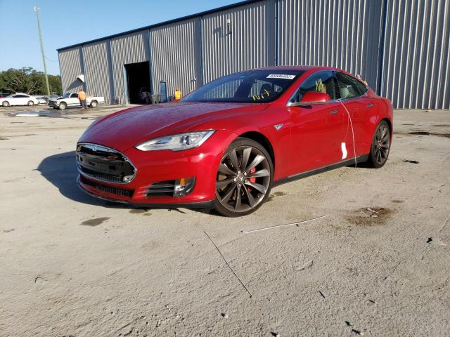 5YJSA4H25FFP79554 - 2015 TESLA MODEL S 85 RED photo 2