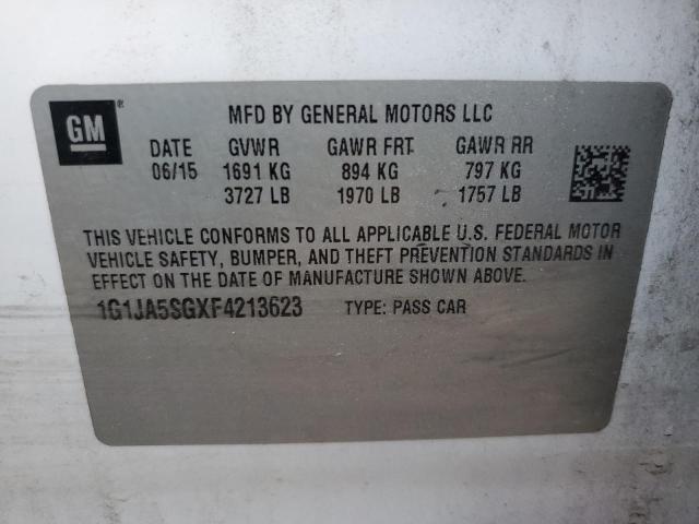 1G1JA5SGXF4213623 - 2015 CHEVROLET SONIC LS WHITE photo 10