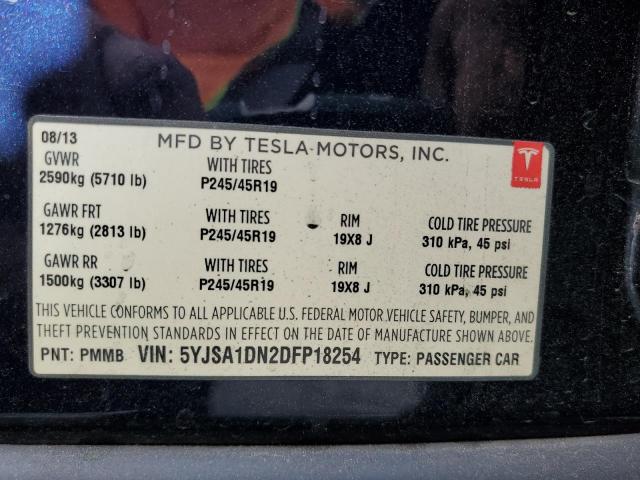 5YJSA1DN2DFP18254 - 2013 TESLA MODEL S Mavi foto 10
