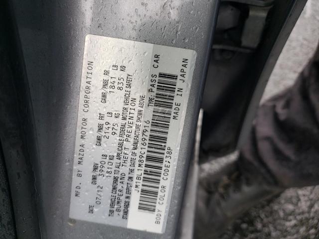 JM1BL1M89C1697916 - 2012 MAZDA 3 I GRAY photo 10