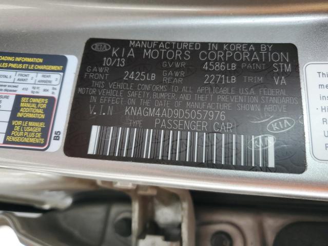 KNAGM4AD9D5057976 - 2013 KIA OPTIMA HYB GRAY photo 10