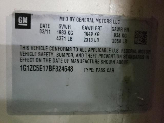 1G1ZC5E17BF324648 - 2011 CHEVROLET MALIBU 1LT 米色 照片 10