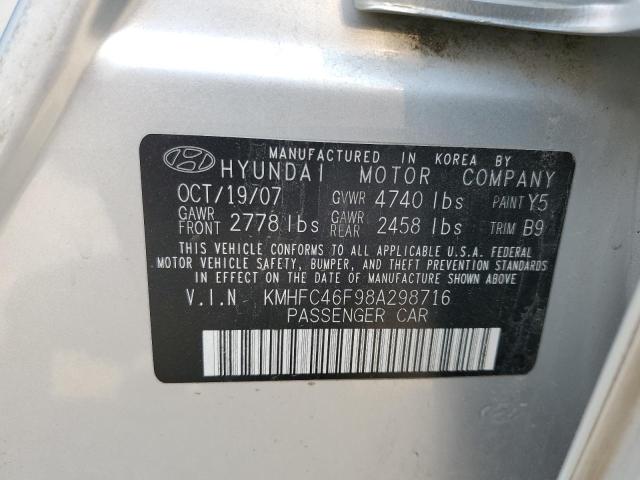 KMHFC46F98A298716 - 2008 HYUNDAI AZERA SE SILVER photo 10