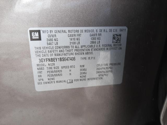3GYFNBEY1BS647406 - 2011 CADILLAC SRX PERFOR ყავისფერი ფოტო 10
