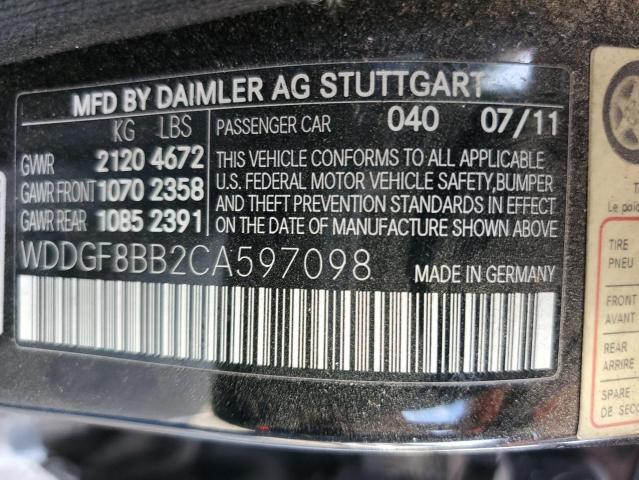 WDDGF8BB2CA597098 - 2012 MERCEDES-BENZ C 300 4MAT BLACK photo 10