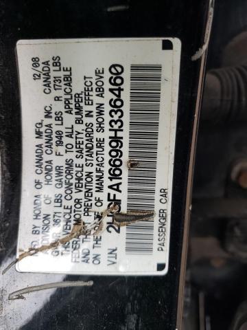 2HGFA16699H336460 - 2009 HONDA CIVIC LX-S Қара фото 10