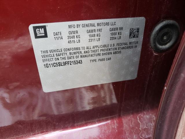 1G11C5SL9FF215343 - 2015 CHEVROLET MALIBU 1LT 红色 照片 13