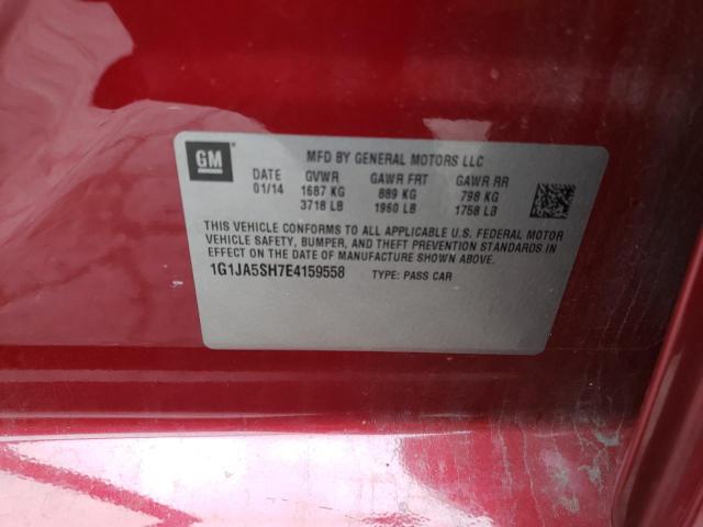 1G1JA5SH7E4159558 - 2014 CHEVROLET SONIC LS BURGUNDY photo 10