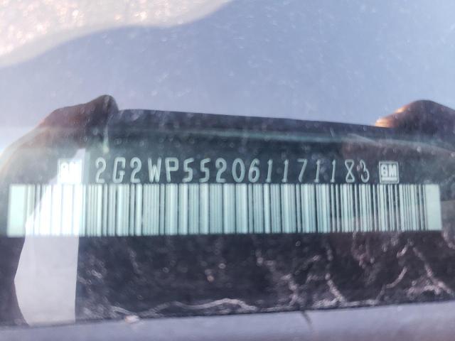 2G2WP552061171183 - 2006 PONTIAC GRAND PRIX ნაცრისფერი ფოტო 10